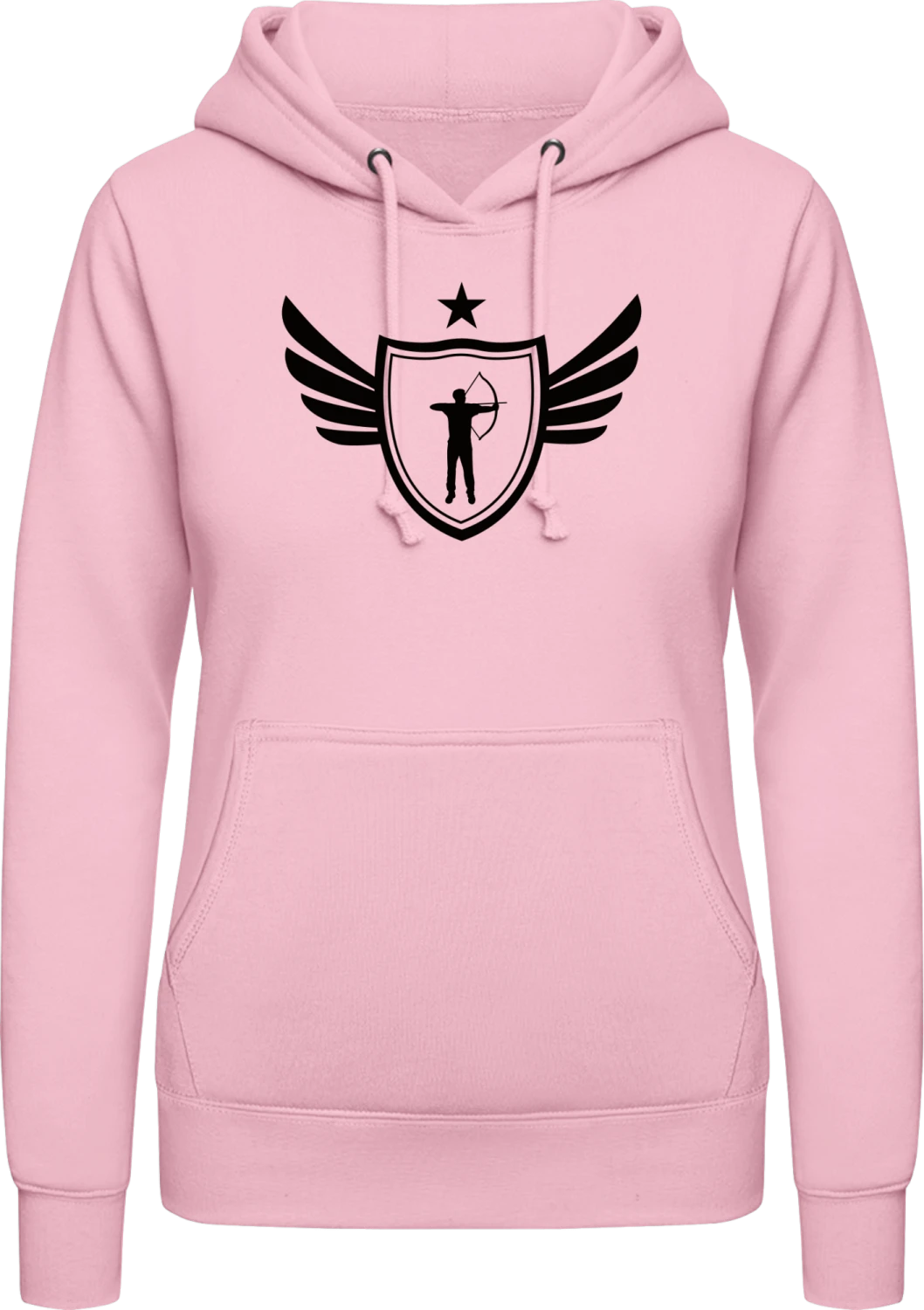 Archery Star - Baby pink AWDis ladies hoodie - Front