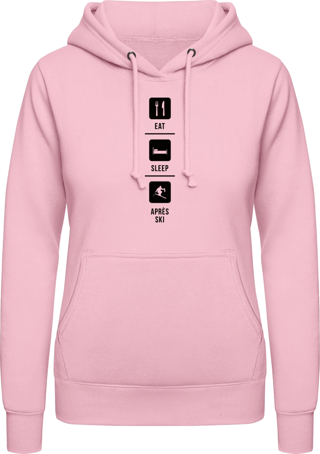 Eat Sleep Après Ski - Baby pink AWDis ladies hoodie - Front