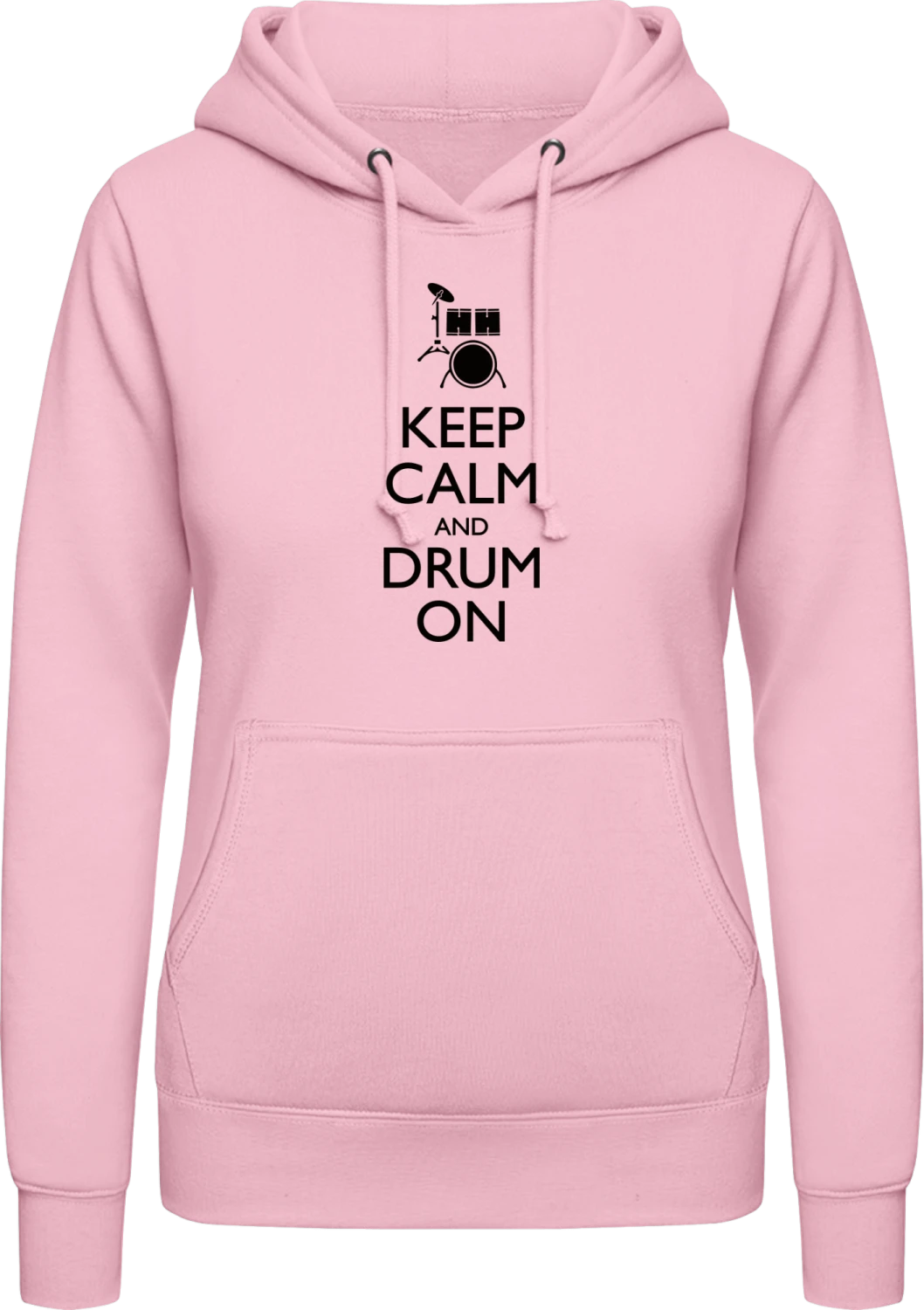 Keep Calm And Drum On - Baby pink AWDis ladies hoodie - Front