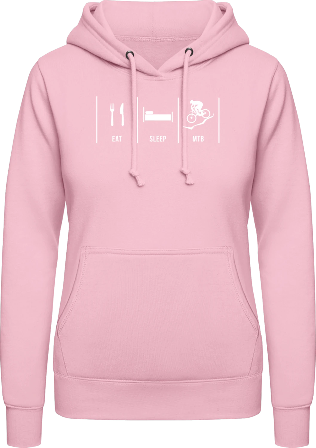 Eat Sleep MTB Mountain Bike - Baby pink AWDis ladies hoodie - Front