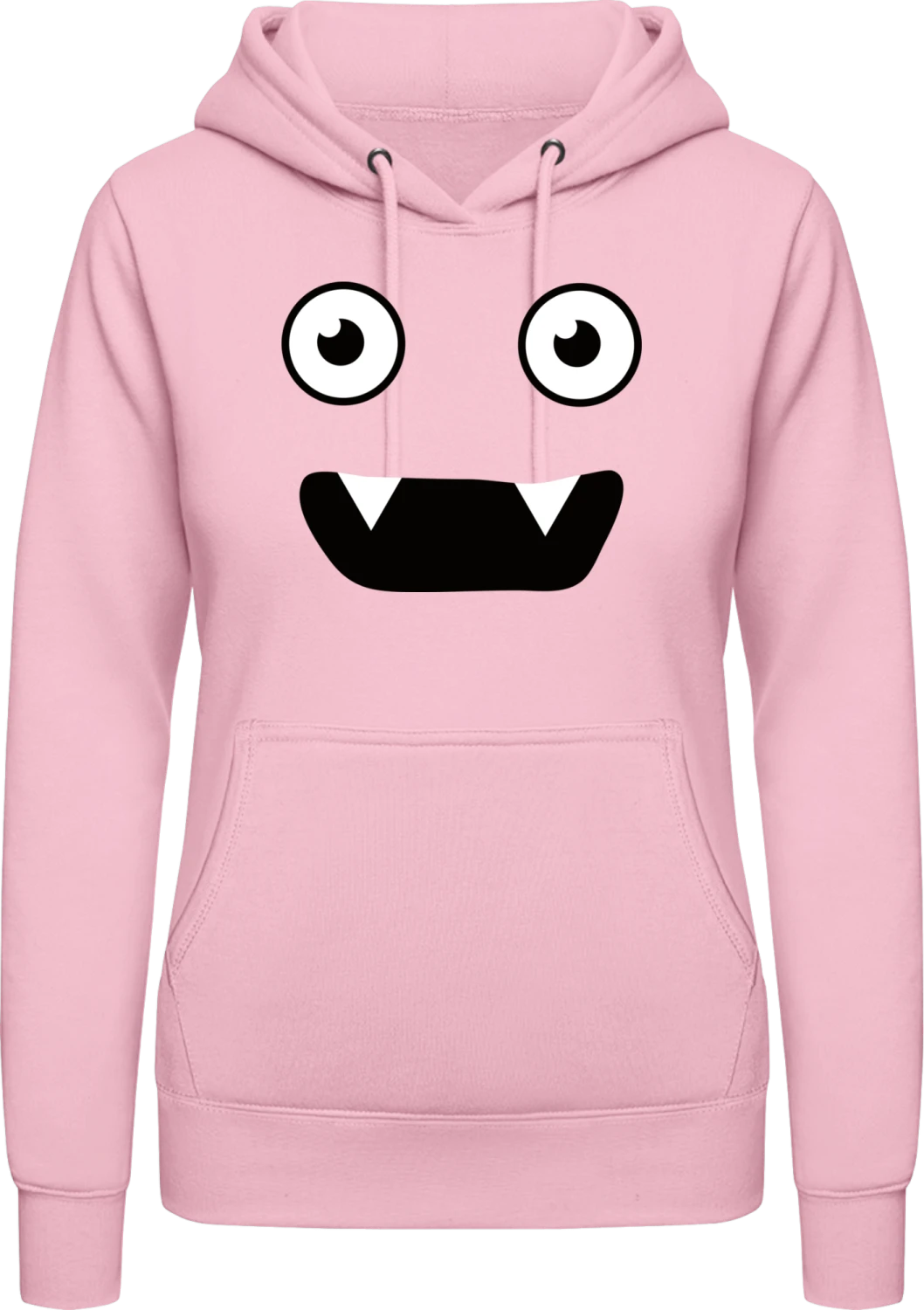 Monster Face - Baby pink AWDis ladies hoodie - Front