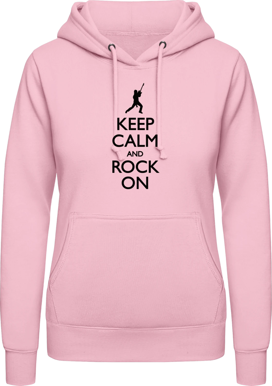 Keep Calm and Rock on - Baby pink AWDis ladies hoodie - Front