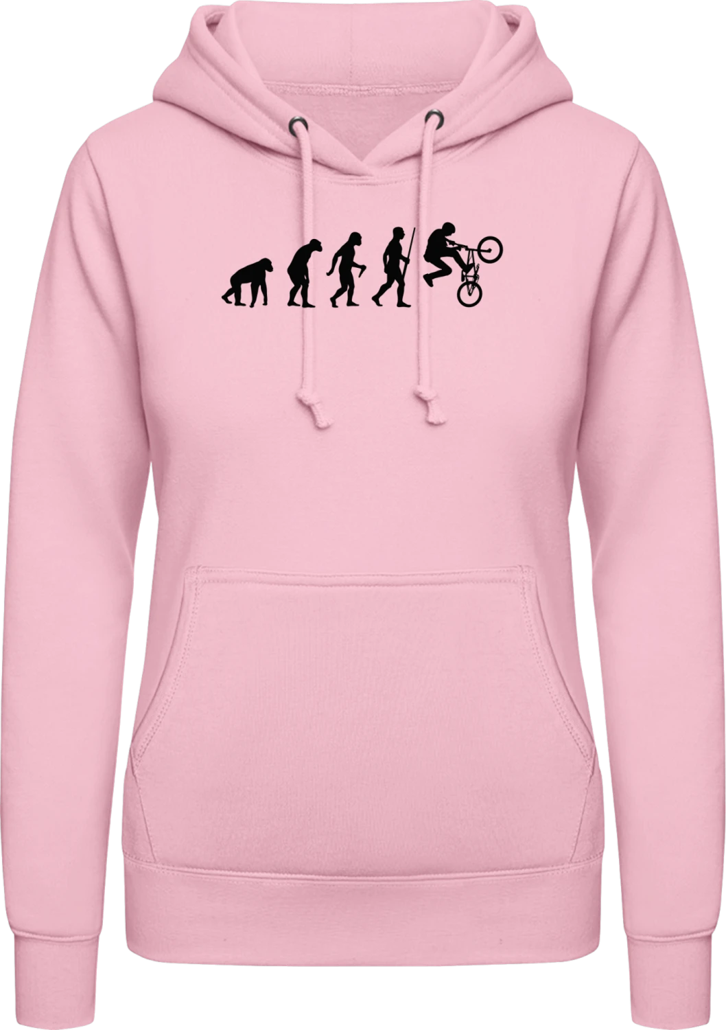 BMX Biker Evolution - Baby pink AWDis ladies hoodie - Front