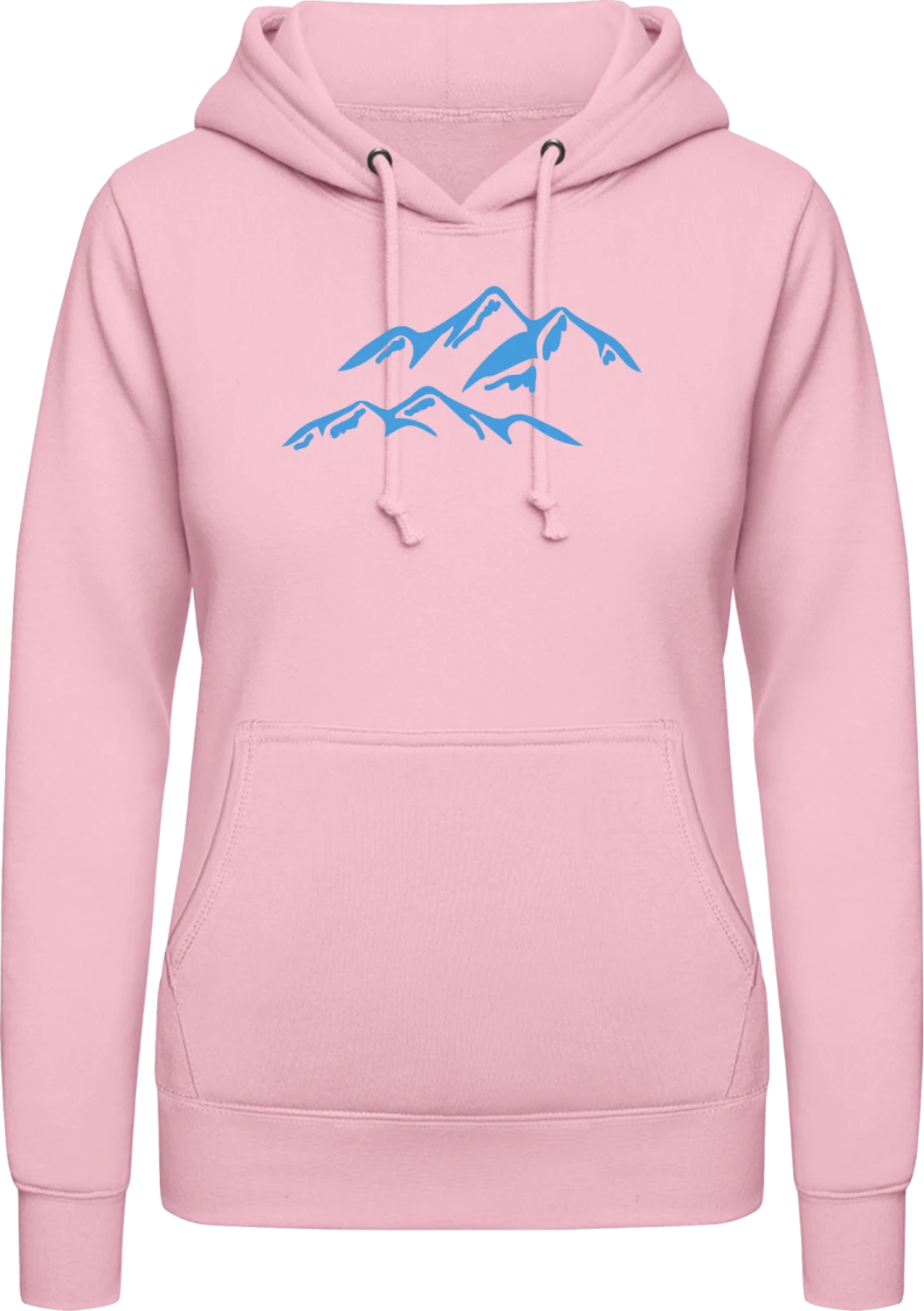 Mountain Silhouette - Baby pink AWDis ladies hoodie - Front