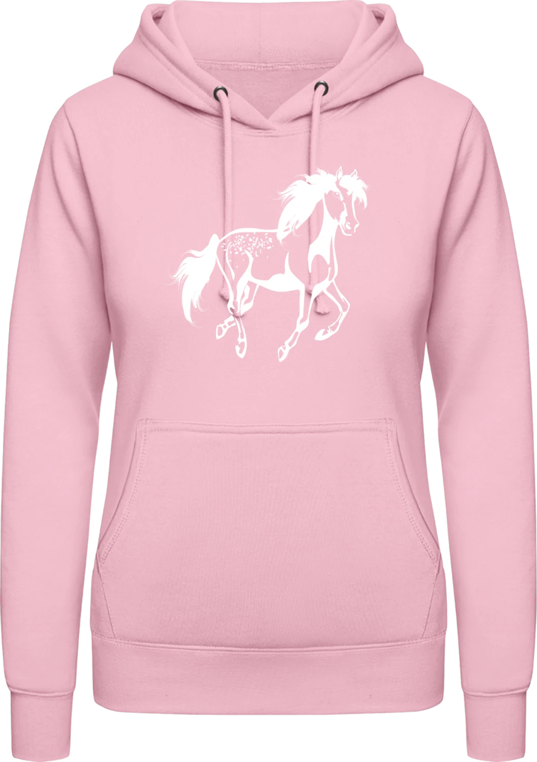 Stallion Horse - Baby pink AWDis ladies hoodie - Front