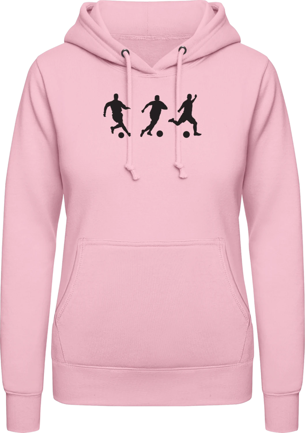 Soccer Players Silhouette - Baby pink AWDis ladies hoodie - Front