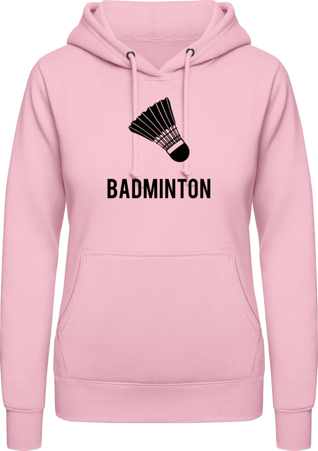 Badminton Design - Baby pink AWDis ladies hoodie - Front