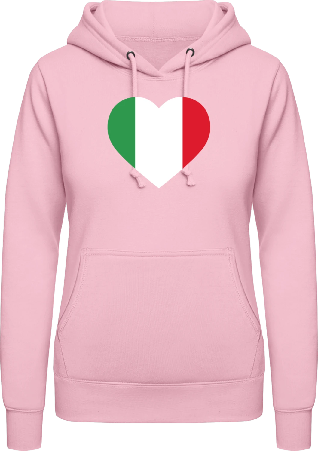 Italy Heart Flag - Baby pink AWDis ladies hoodie - Front