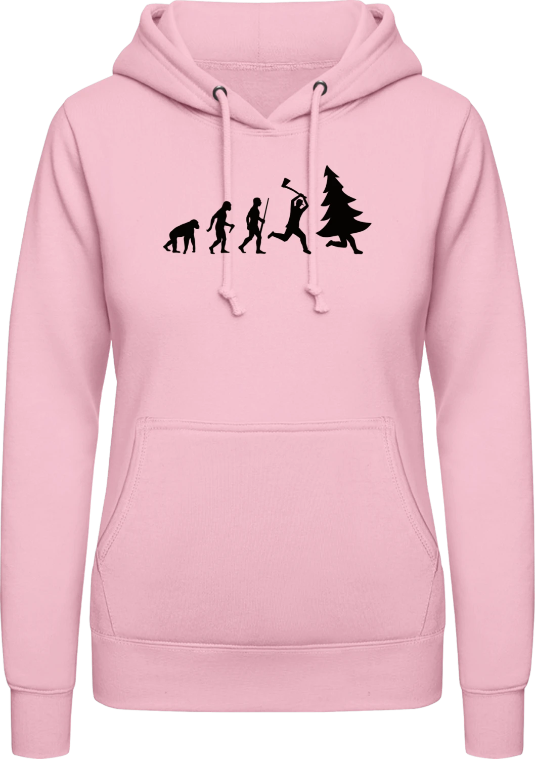 Christmas Tree Hunter Evolution - Baby pink AWDis ladies hoodie - Front