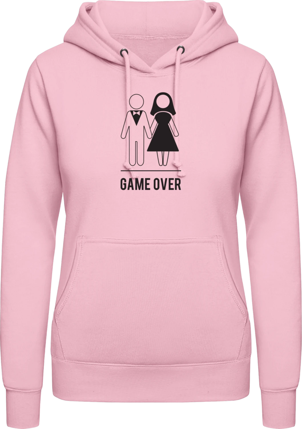 Game Over white - Baby pink AWDis ladies hoodie - Front