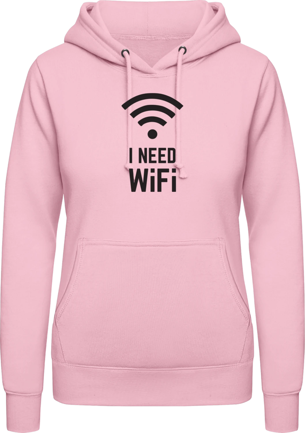 I Need Wifi - Baby pink AWDis ladies hoodie - Front