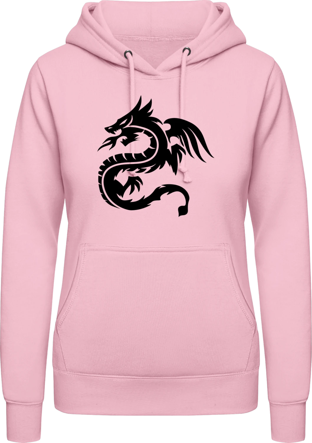 Dragon Winged - Baby pink AWDis ladies hoodie - Front