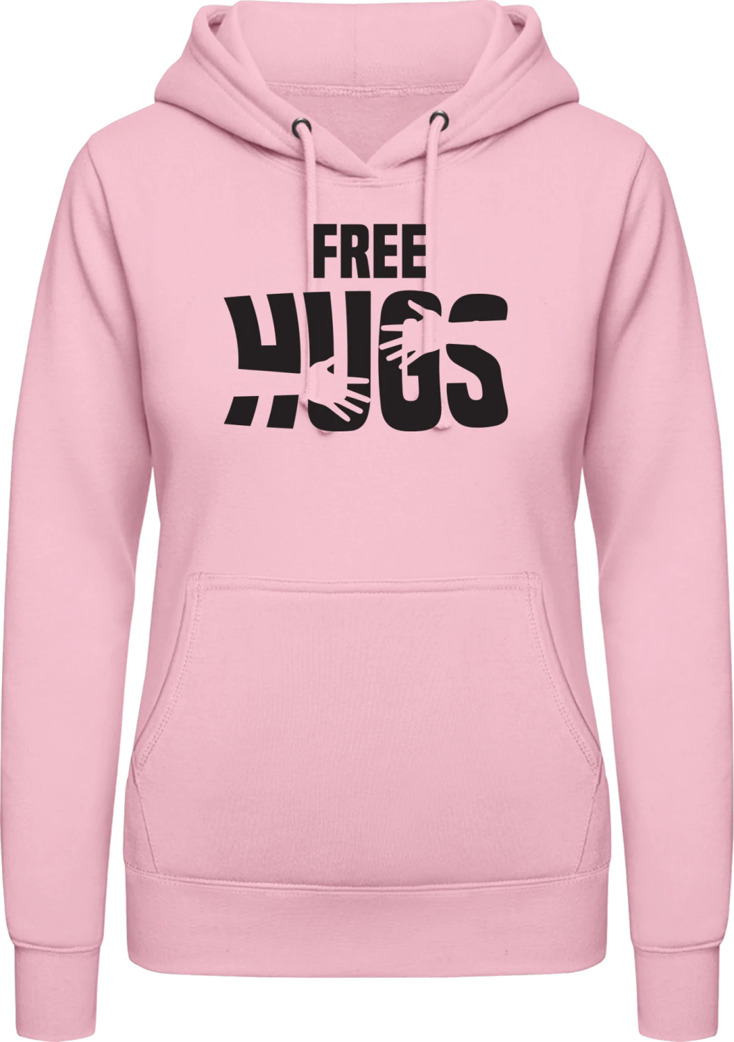 Free Hugs... - Baby pink AWDis ladies hoodie - Front