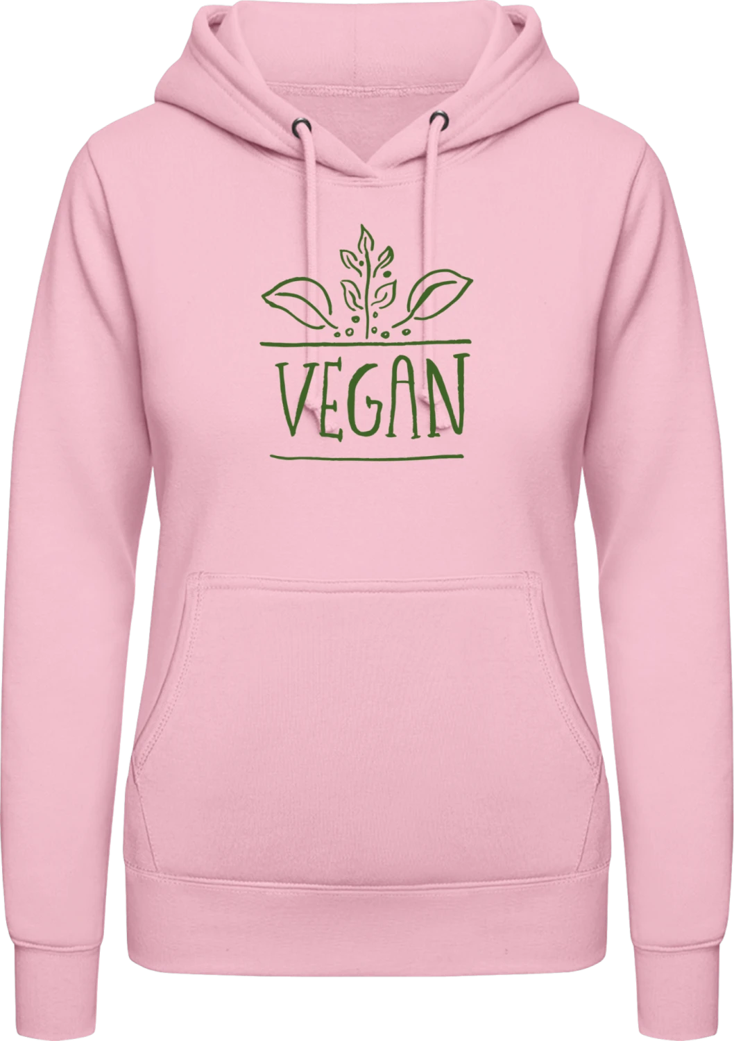 Vegan Illustration - Baby pink AWDis ladies hoodie - Front