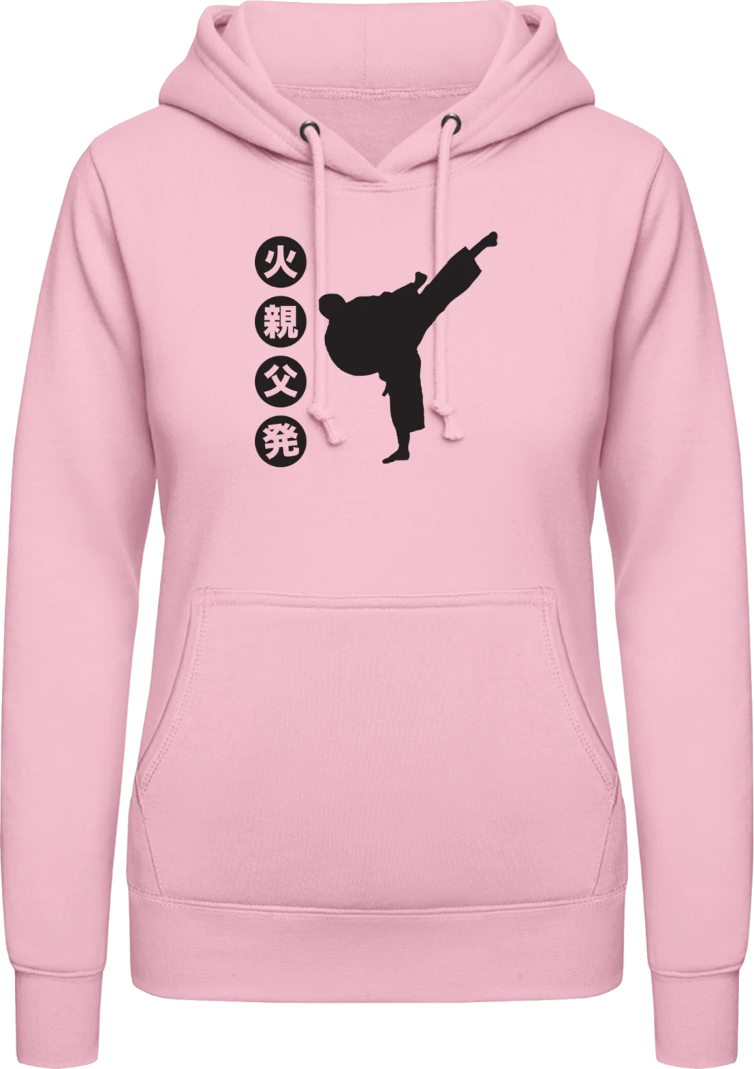 Karate High Kick - Baby pink AWDis ladies hoodie - Front