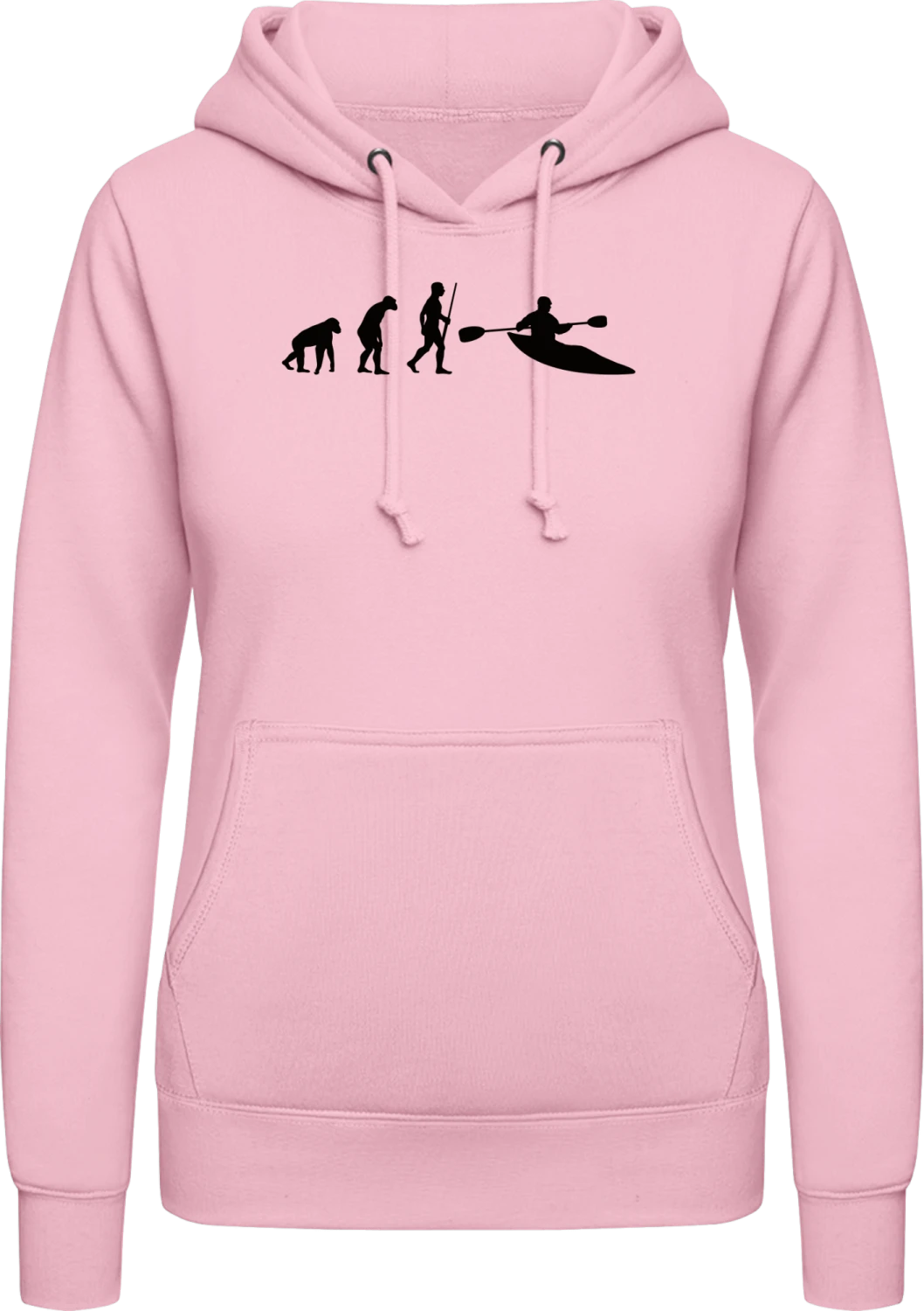 Kayaker Evolution - Baby pink AWDis ladies hoodie - Front