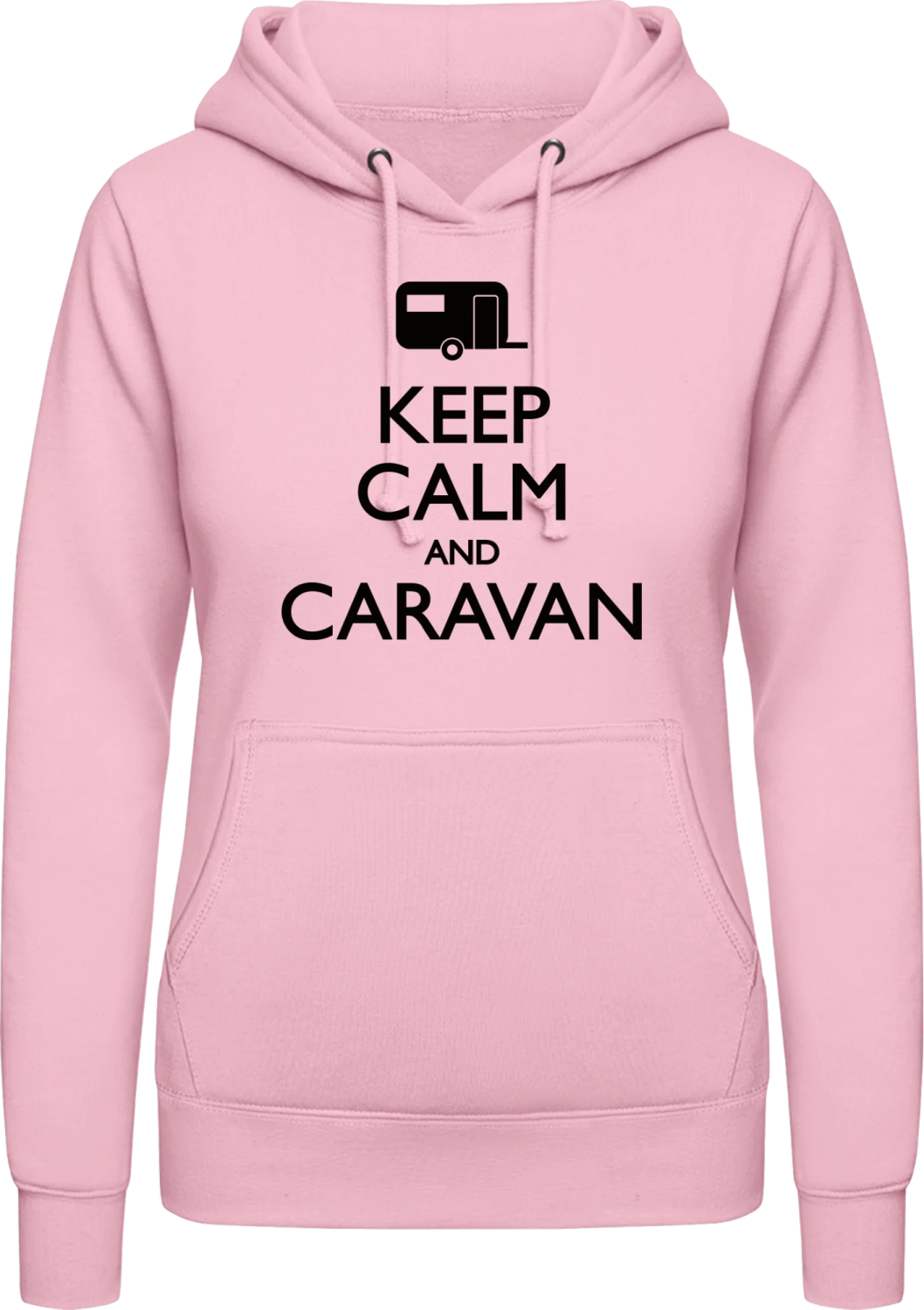 Keep Calm Caravan - Baby pink AWDis ladies hoodie - Front