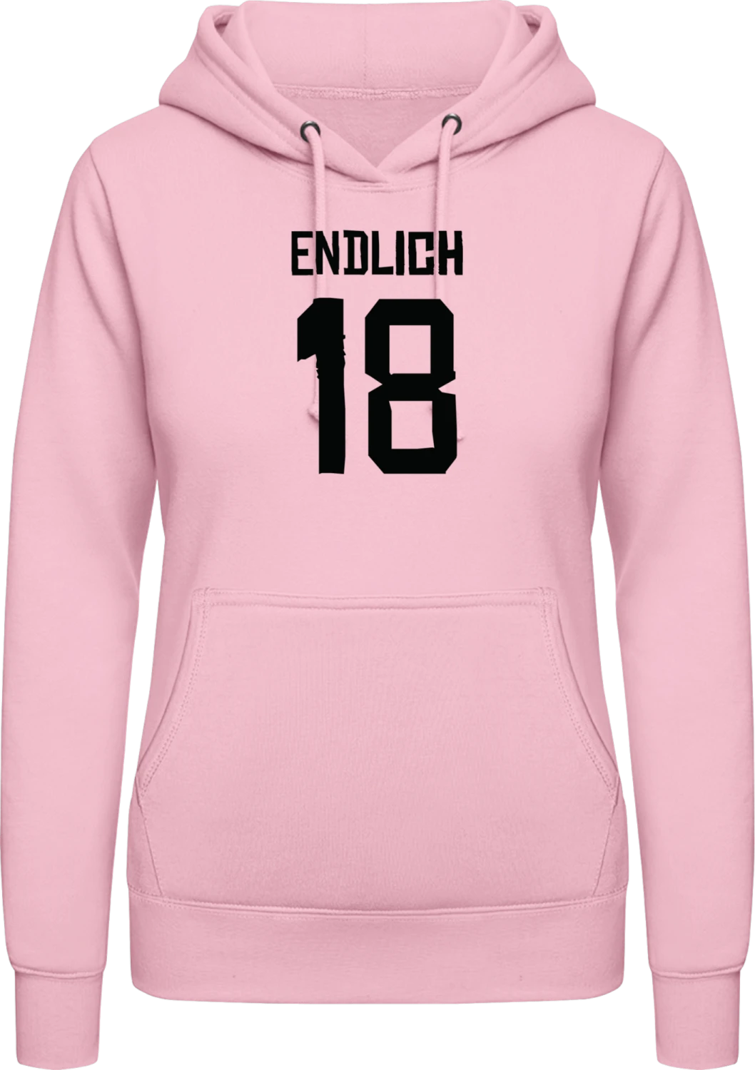 Endlich 18 - Baby pink AWDis ladies hoodie - Front