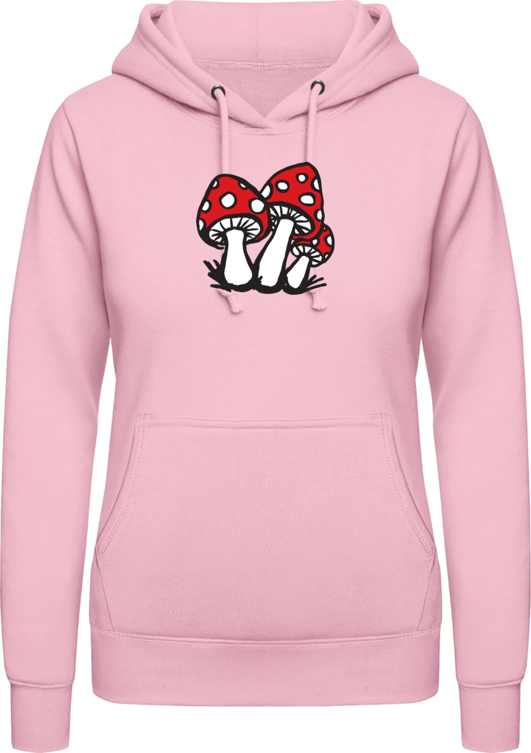 Red Mushrooms - Baby pink AWDis ladies hoodie - Front