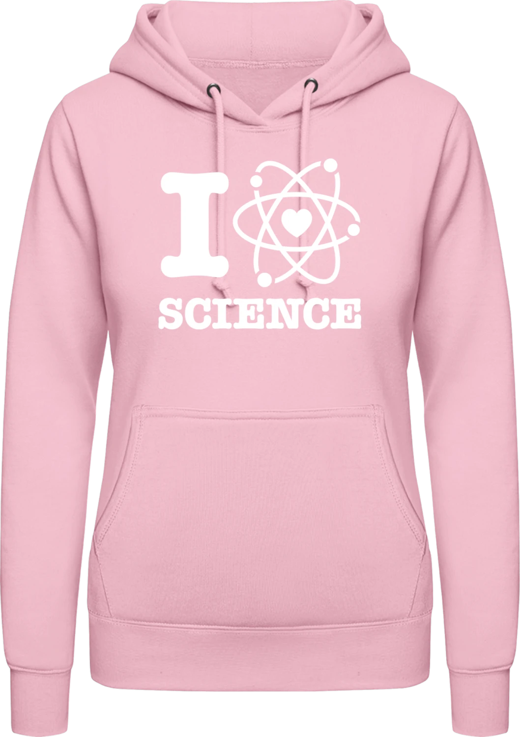 I Love Science - Baby pink AWDis ladies hoodie - Front