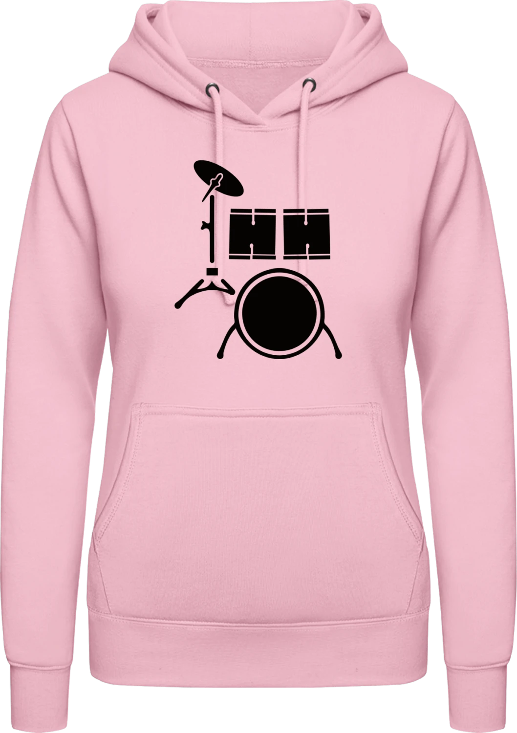 Drums Design - Baby pink AWDis ladies hoodie - Front