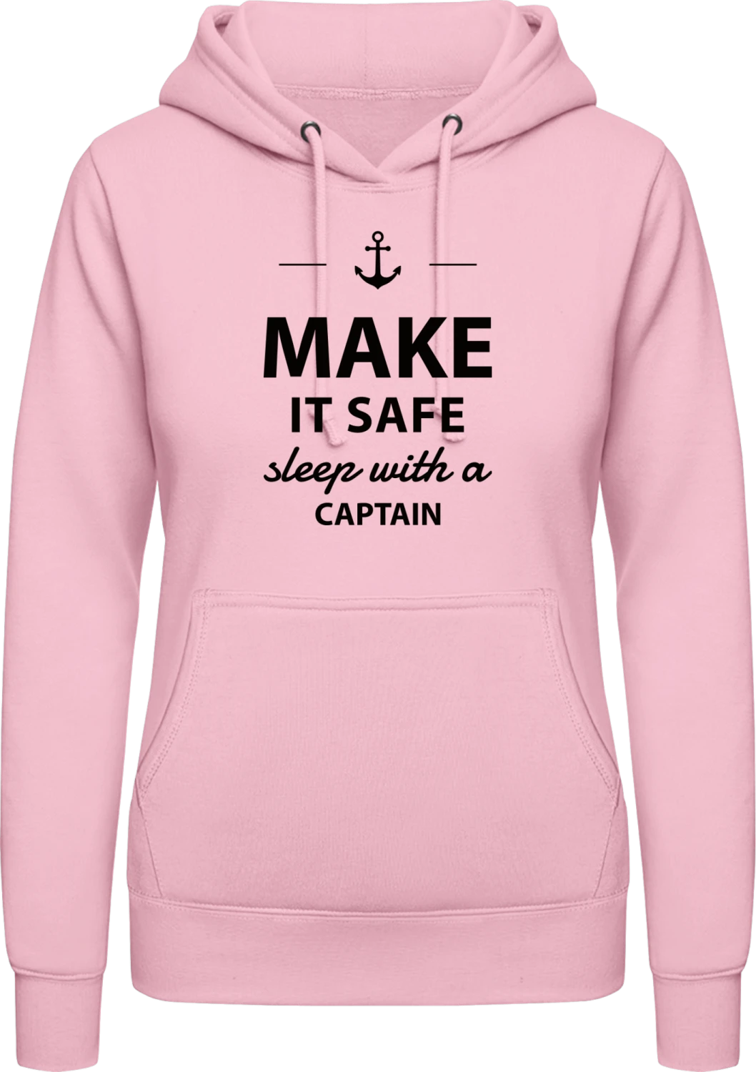 Sleep with a Captain - Baby pink AWDis ladies hoodie - Front