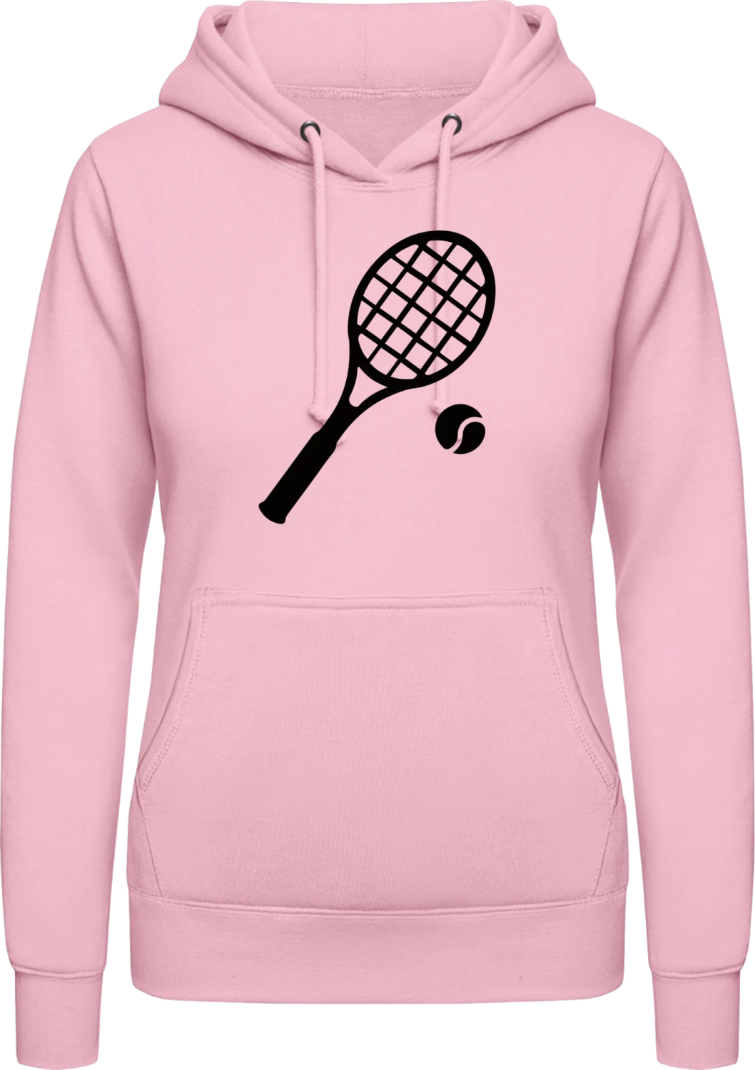 Tennis Racket and Ball - Baby pink AWDis ladies hoodie - Front