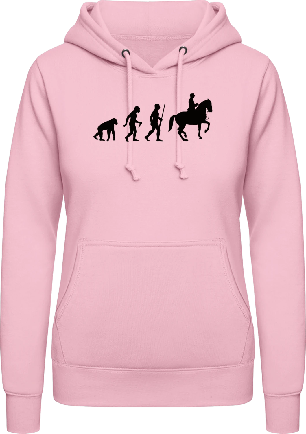 Dressage Evolution - Baby pink AWDis ladies hoodie - Front