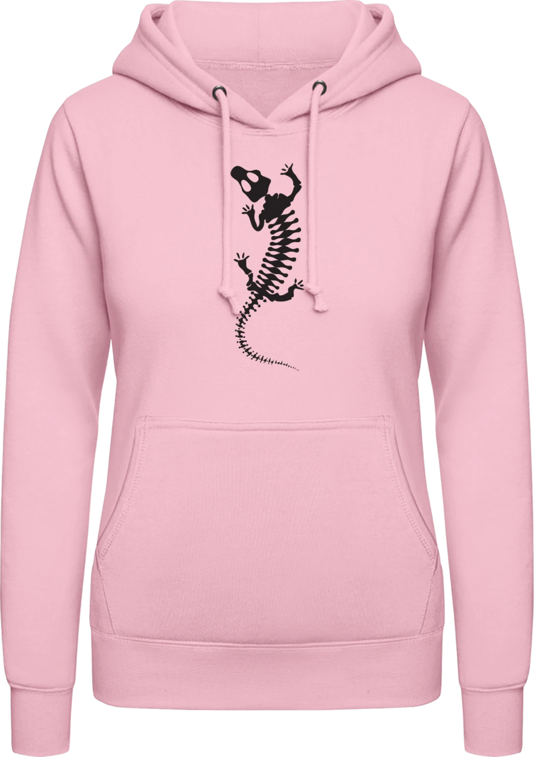 Death Crocodile Skeleton - Baby pink AWDis ladies hoodie - Front