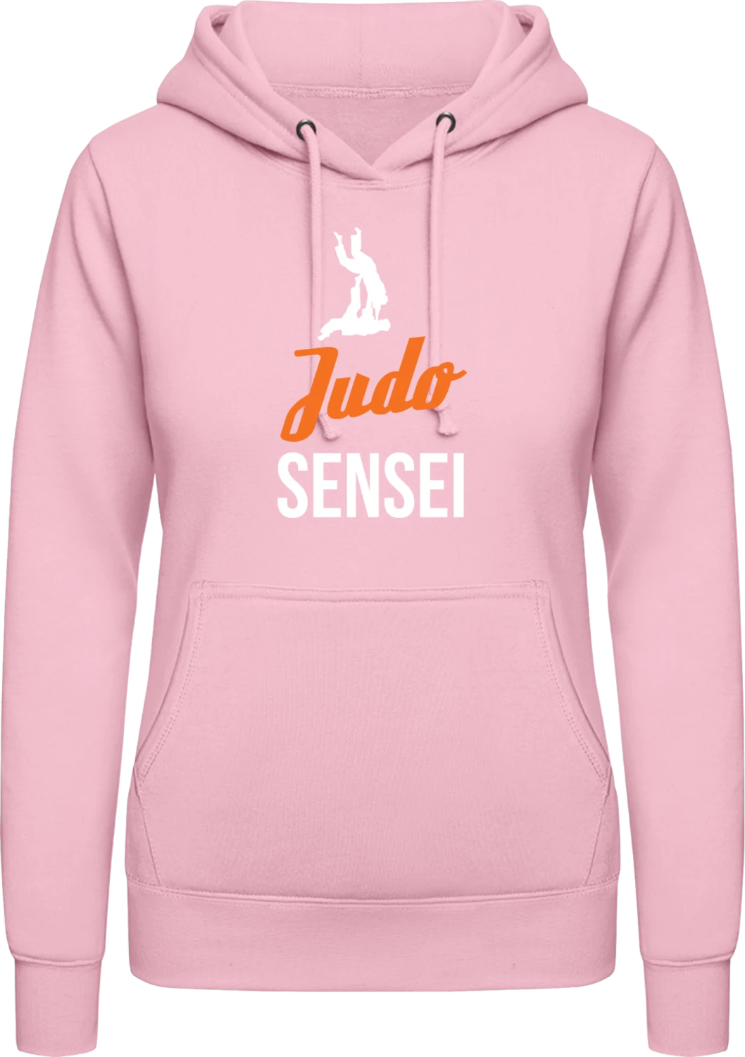 Judo Sensei - Baby pink AWDis ladies hoodie - Front