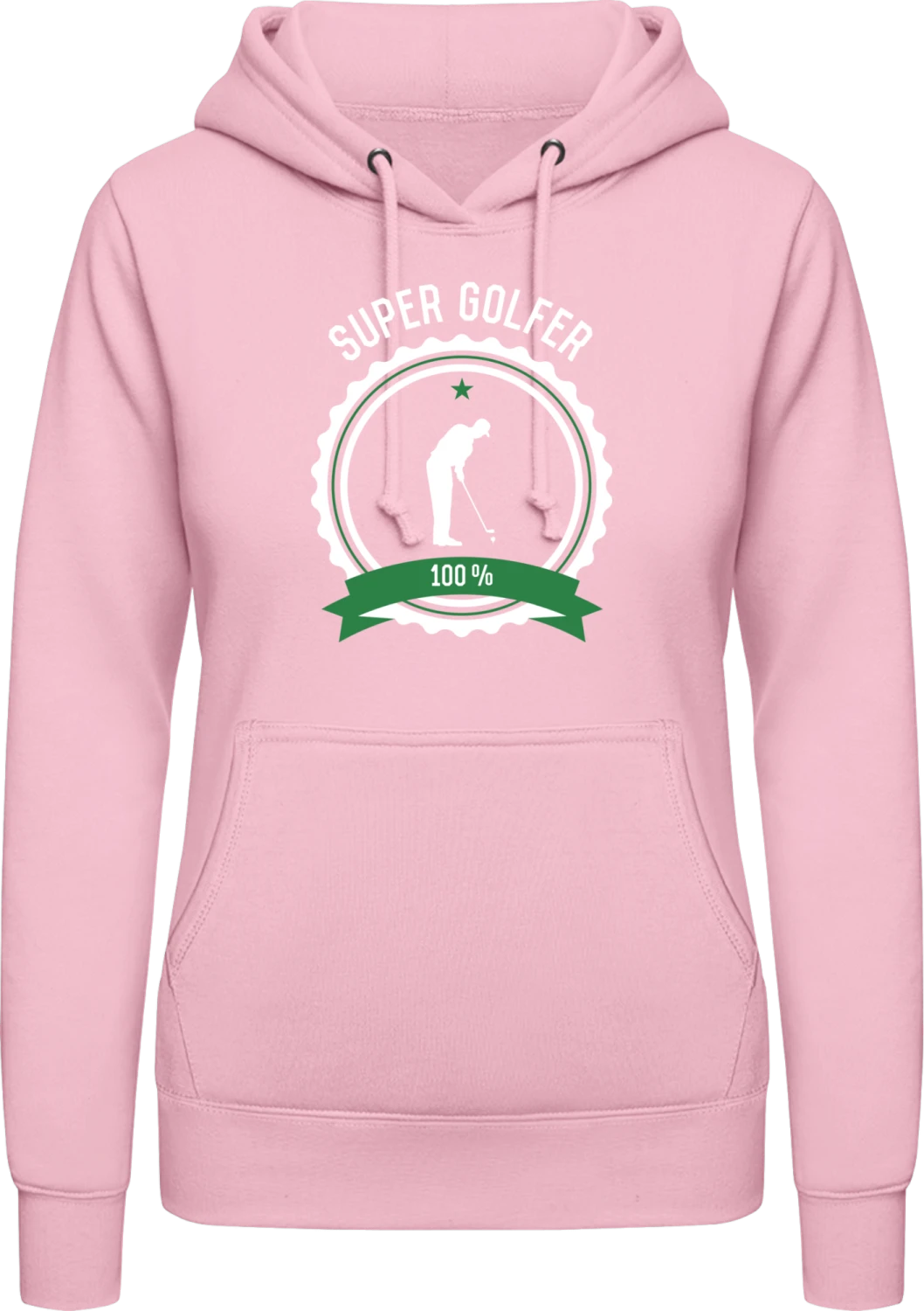 Super Golfer - Baby pink AWDis ladies hoodie - Front