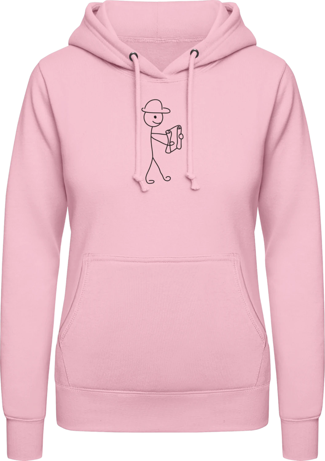 Construction Worker Walking - Baby pink AWDis ladies hoodie - Front