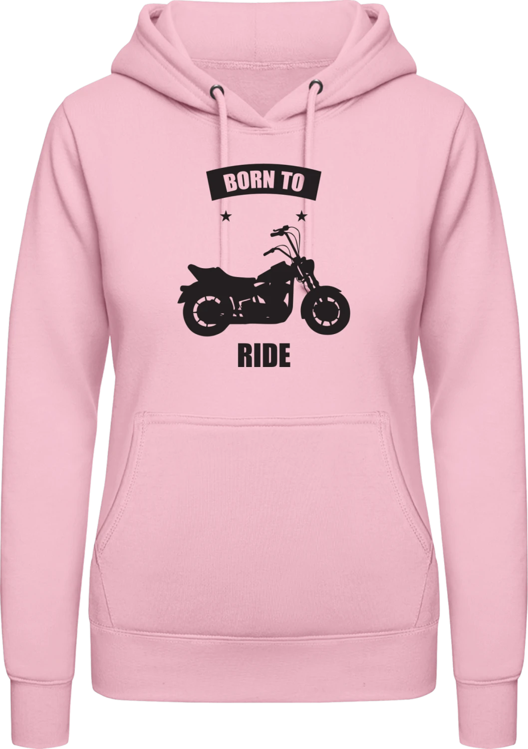 Born To Ride Logo - Baby pink AWDis ladies hoodie - Front