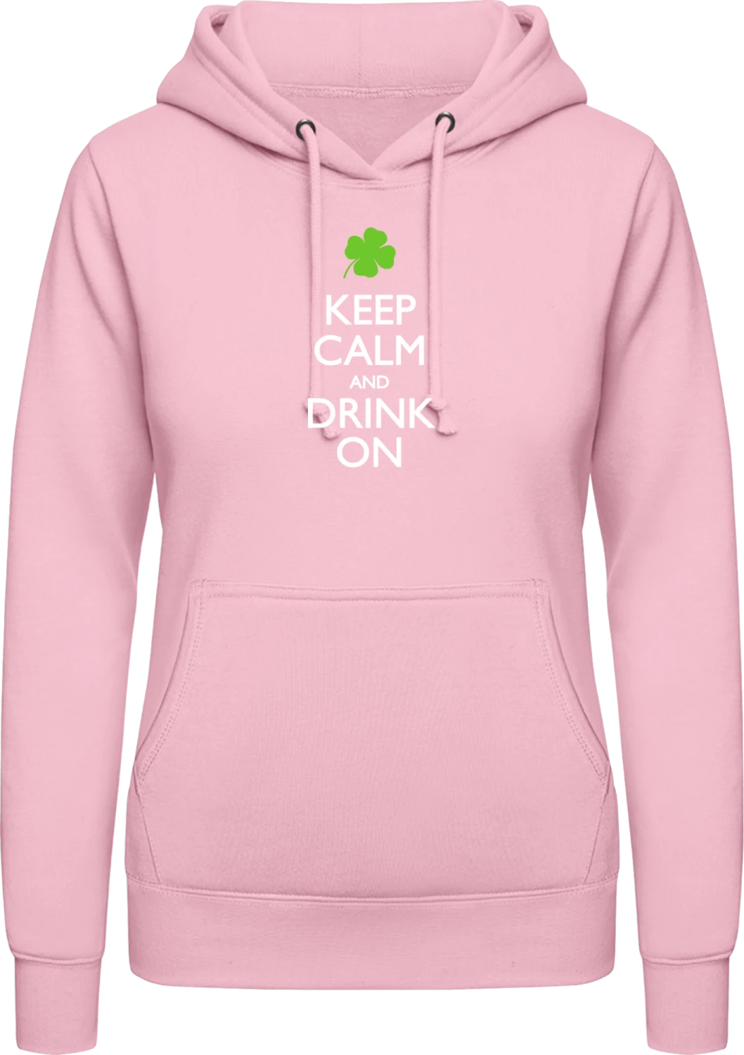 Keep Calm and Drink on - Baby pink AWDis ladies hoodie - Front