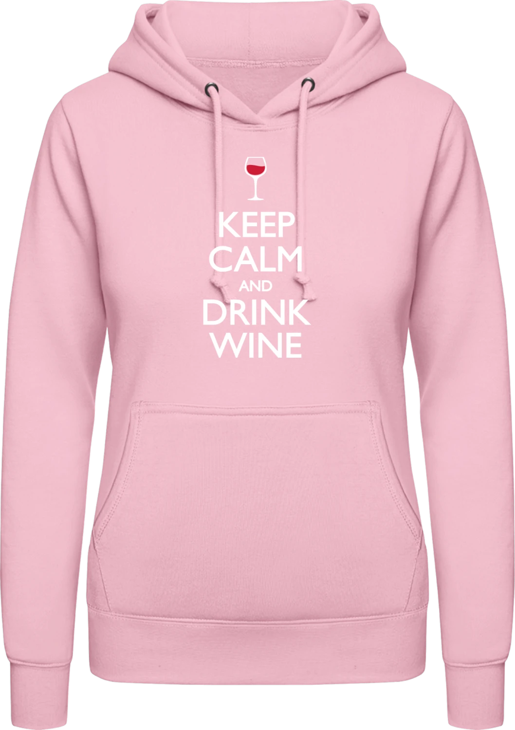 Keep Calm and Drink Wine - Baby pink AWDis ladies hoodie - Front