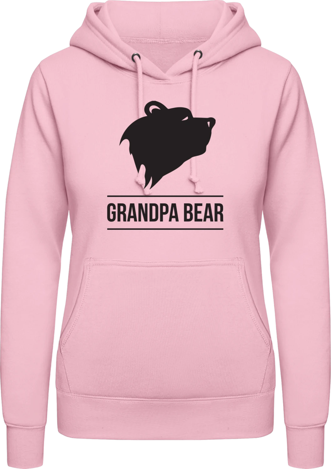 Grandpa Bear - Baby pink AWDis ladies hoodie - Front