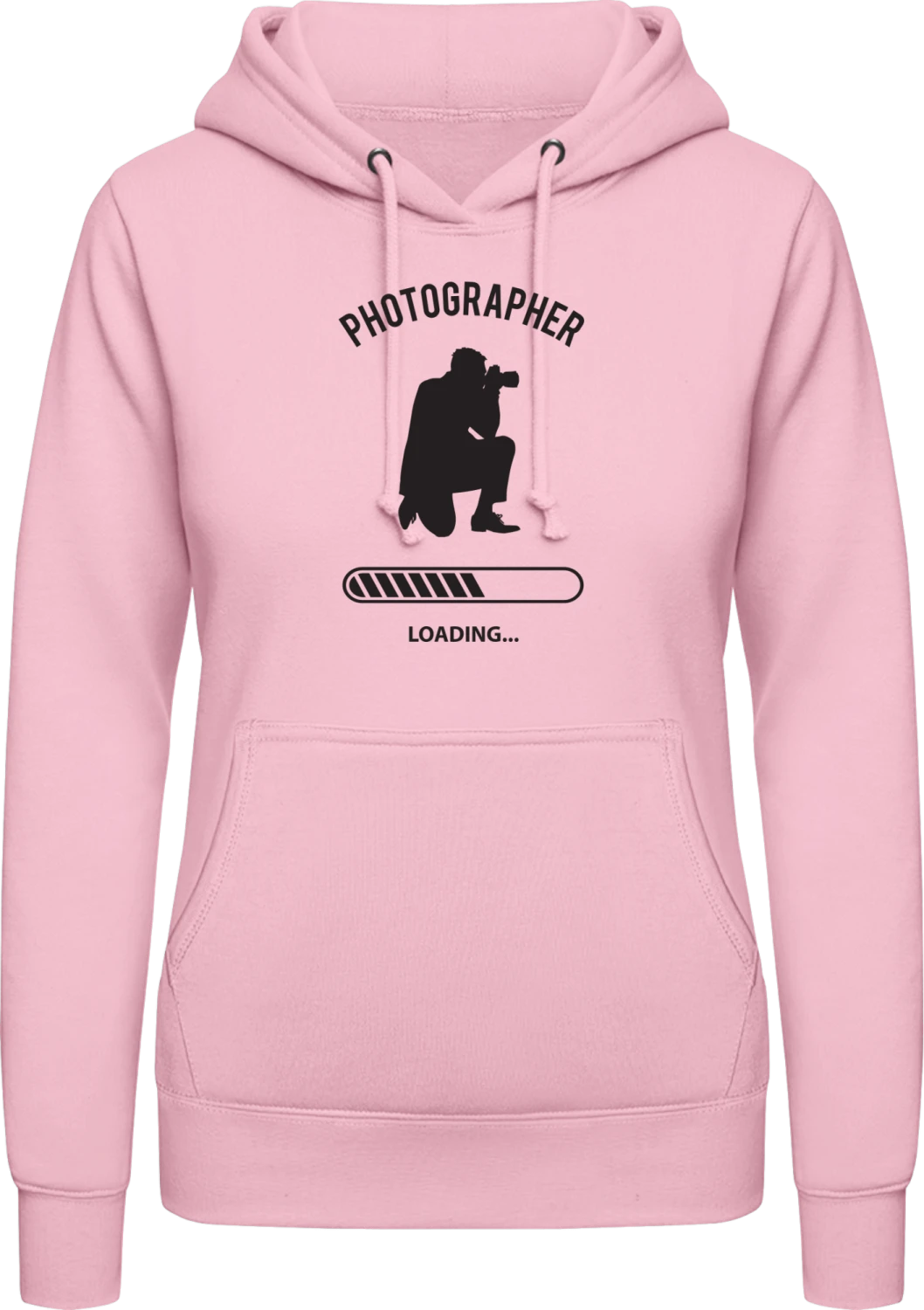 Photographer Loading - Baby pink AWDis ladies hoodie - Front