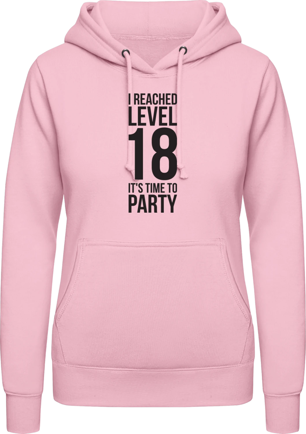 I Reached Level 18 - Baby pink AWDis ladies hoodie - Front