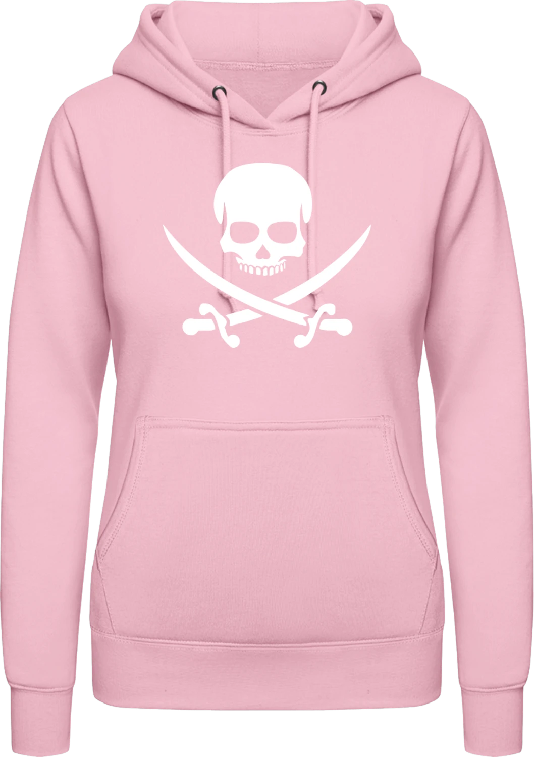 Pirate Skull With Crossed Swords - Baby pink AWDis ladies hoodie - Front