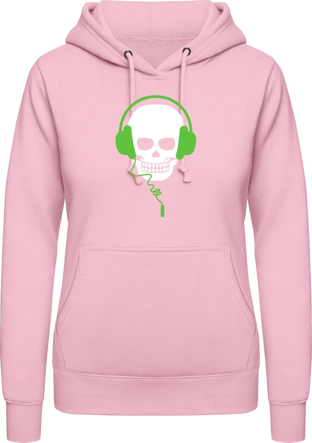 Music Lover Skull Headphones - Baby pink AWDis ladies hoodie - Front