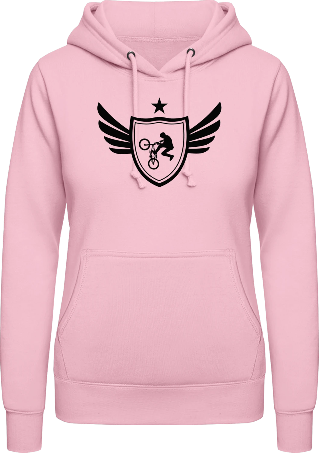 BMX Biker Star - Baby pink AWDis ladies hoodie - Front