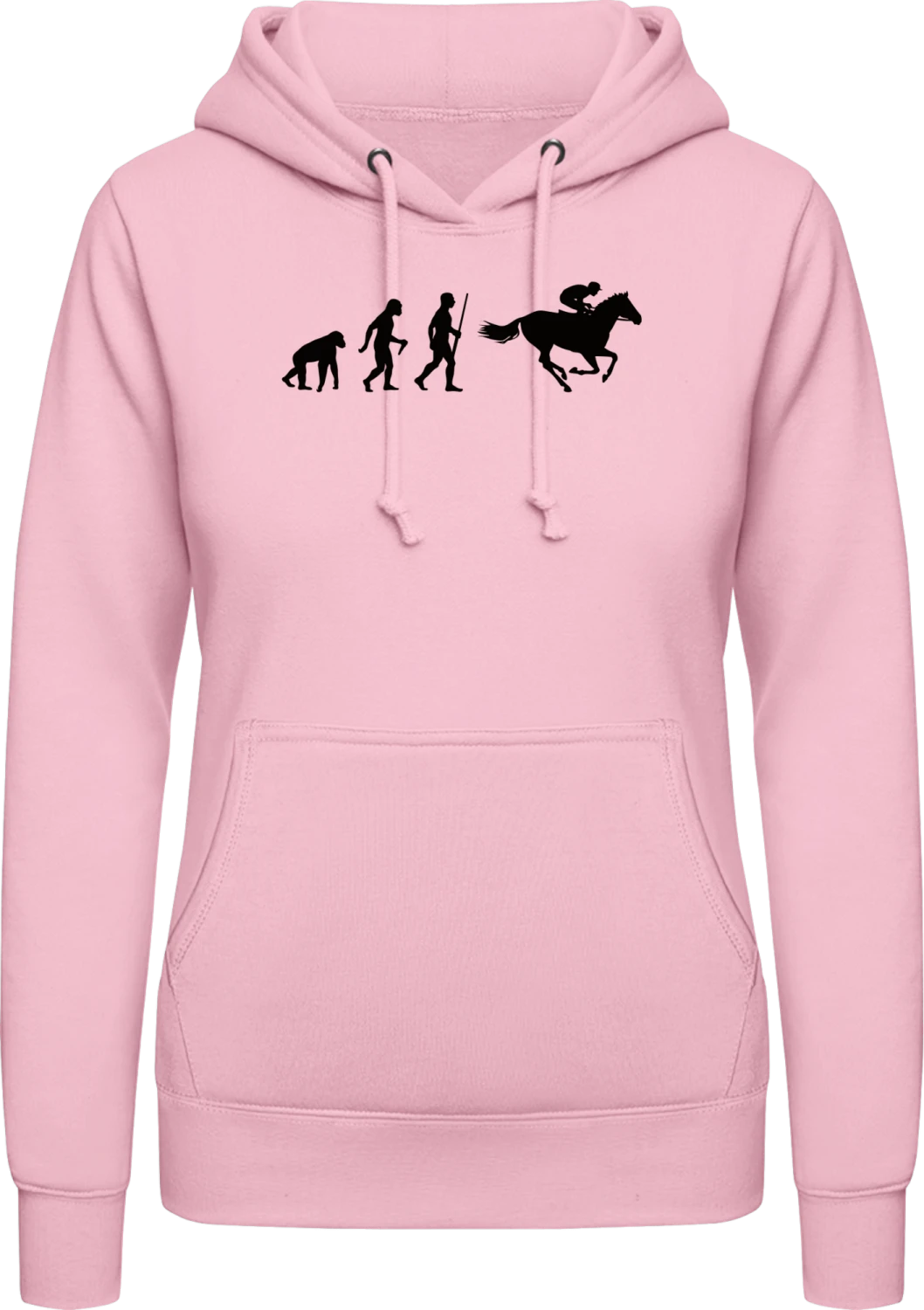 Jokey Horse Racing Evolution - Baby pink AWDis ladies hoodie - Front