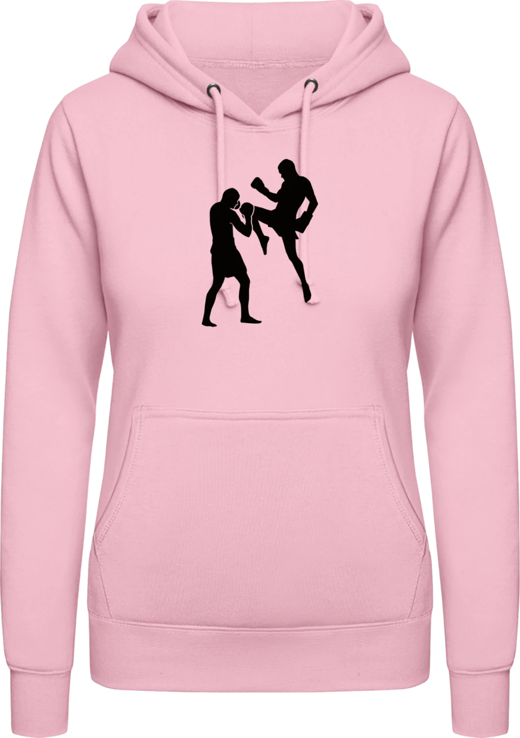 Kickboxing Silhouette - Baby pink AWDis ladies hoodie - Front