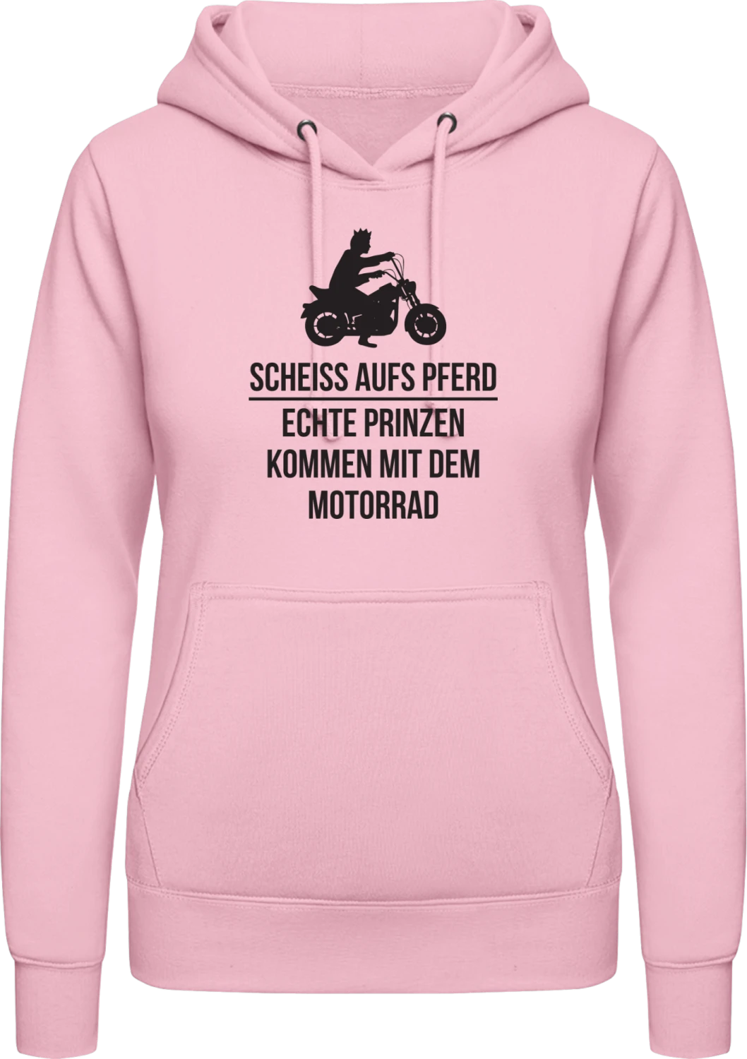 Echte Prinzen kommen mit dem Motorrad - Baby pink AWDis ladies hoodie - Front