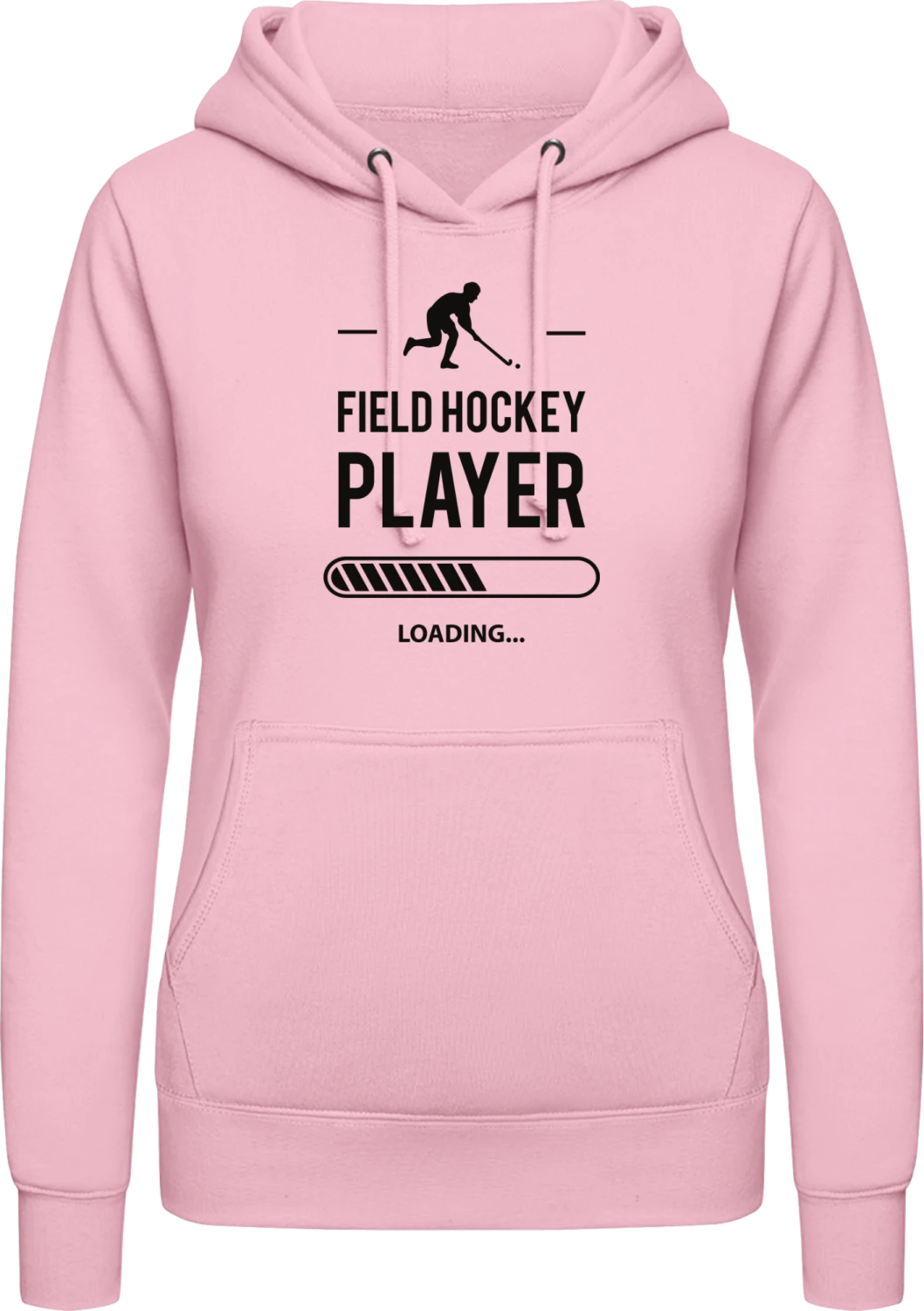 Field Hockey Player Loading - Baby pink AWDis ladies hoodie - Front