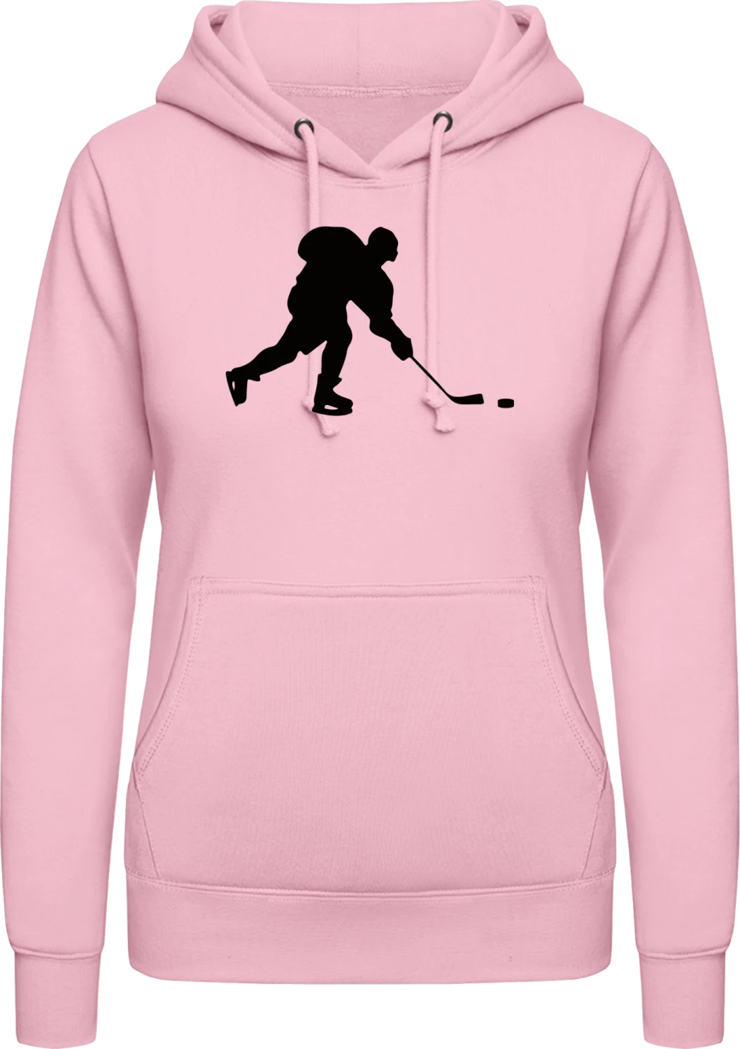 Ice Hockey Player Silhouette - Baby pink AWDis ladies hoodie - Front