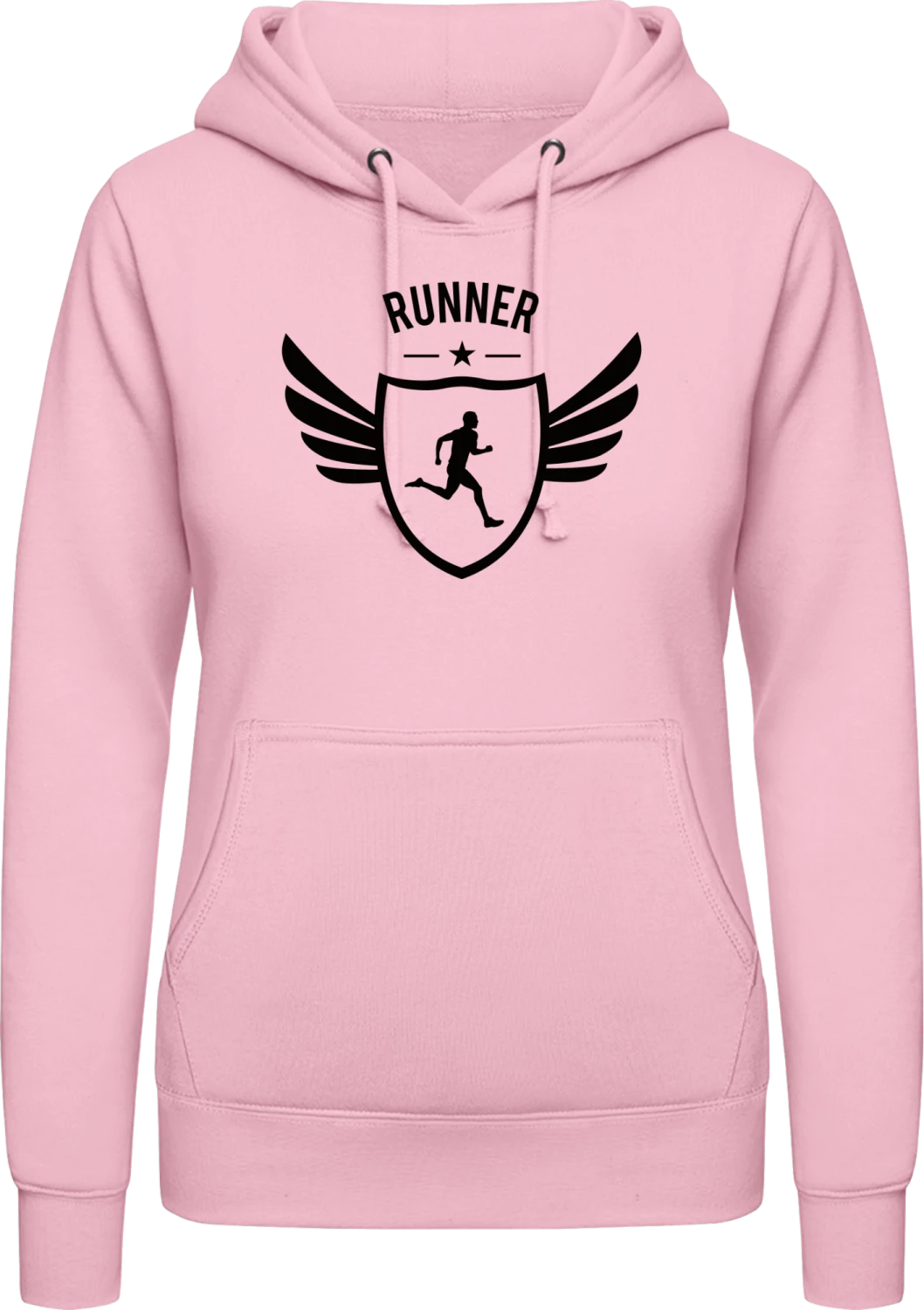 Runner Winged - Baby pink AWDis ladies hoodie - Front