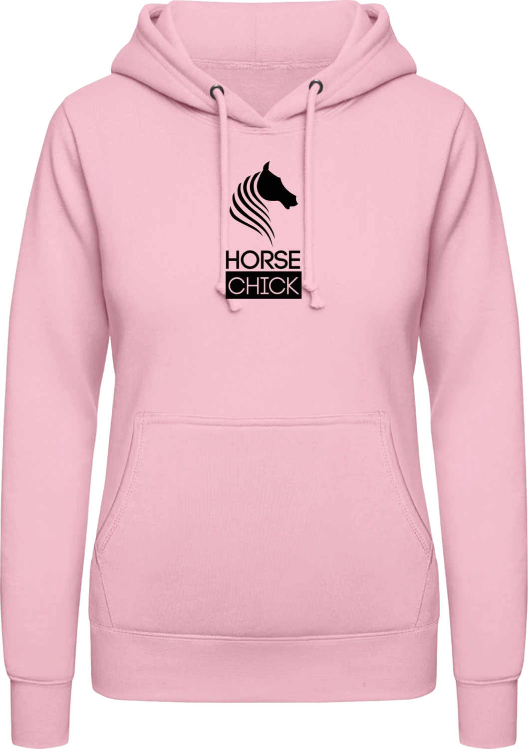 Horse Chick - Baby pink AWDis ladies hoodie - Front