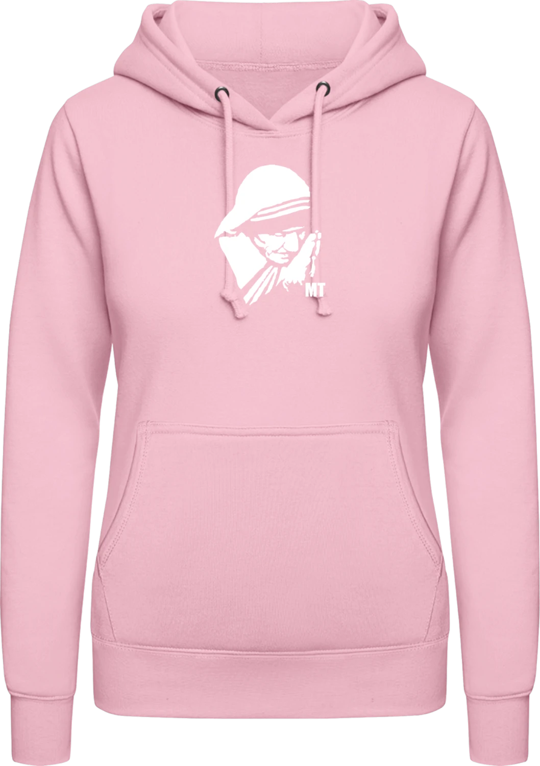 Mutter Teresa - Baby pink AWDis ladies hoodie - Front