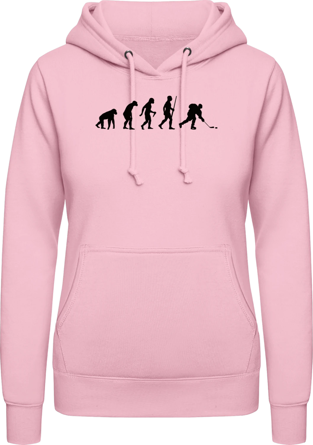 Ice Hockey Player Evolution - Baby pink AWDis ladies hoodie - Front